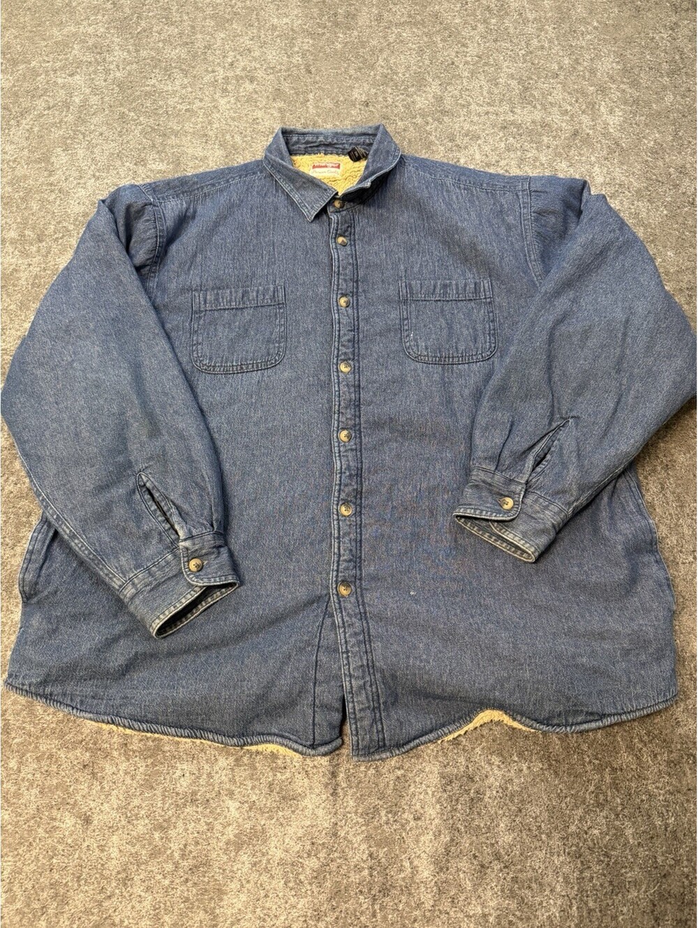 Wrangler Premium Quality Sherpa Lined Denim Shirt Jacket Mens 2XL Blue Button Up